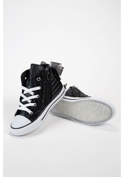 Scarpe Magiche Black Star Taşlı Fiyonklu Yüksek Bilekli Spor Ayakkabı 31-35 Numara Arası Işıksızdır Siyah Scarpe Magiche Black Star Taşlı Fiyonklu Yüksek Bilekli Spor Ayakkabı 31-35 Numara Arası Işıksızdır Siyah