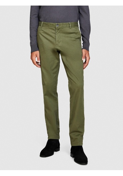 Sisley Slim Fit Vintage Efekt Chino Pantolon Erkek Yeşil T-shirt - 323a4dm6sf02y Haki