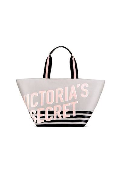 Victoria's Secret Vs Büyük Boy Logo Yazı Detaylı Gri Seyahat Çantası Gri
