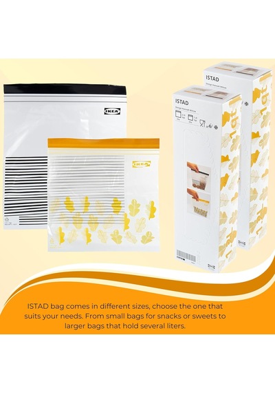 Istad Orta Boy Çift Mühürlü Tekrar Kullanılabilir Gıda Torbaları, 1,2 Ve 2,5 Litre, Siyah Çizgili/sarı Yaprak - 100 Adetlik Set Çok Renkli Istad Orta Boy Çift Mühürlü Tekrar Kullanılabilir Gıda Torbaları, 1,2 Ve 2,5 Litre, Siyah Çizgili/sarı Yaprak - 100 Adetlik Set Çok Renkli