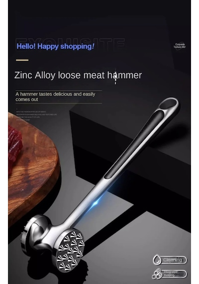 Çelik Çift Taraflı Biftek Et Döveceği Tırtıklı Çekiç Tipi 21 Cm Metal