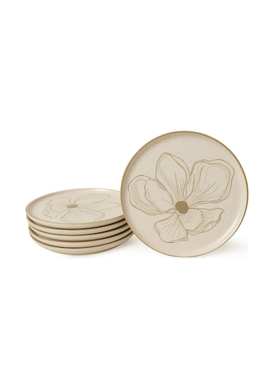 Keramika Taupe Bloom Nordıc Pasta Tabağı 22 Cm 6 Adet 22529 Krem
