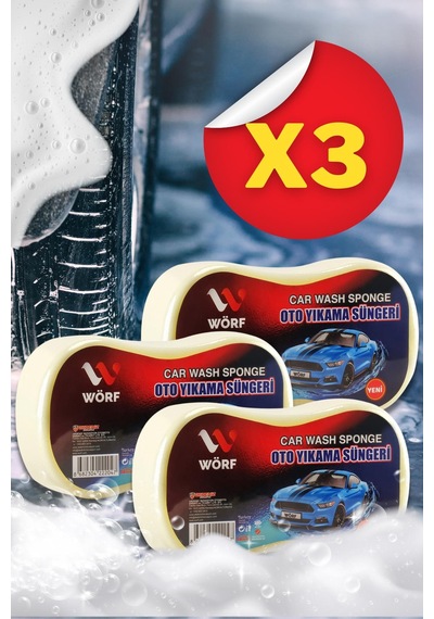 Wörf 3 Adet Oto Yıkama Süngeri