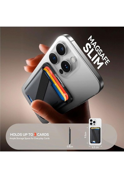 Jr-zs432 Magsafe Cüzdan, İnce Manyetik Kartlık, İphone 12/13/14/15/16 İçin Güvenli Uyum, Dayanıklı Malzeme, Kolay Erişim, Siyah