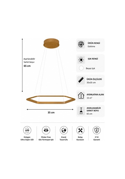 AvizeGO Ares Led Sarkıt Avize Beyaz Işık Eskitme