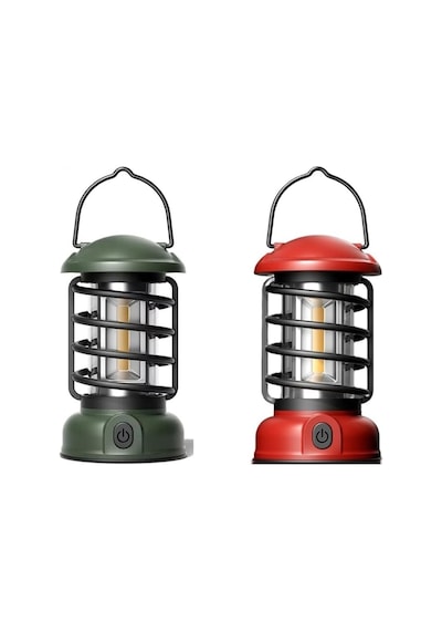 Madfox Vintage Glamping Kamp Lambası 1200mah 18650 300 Lümen Green Çok Renkli