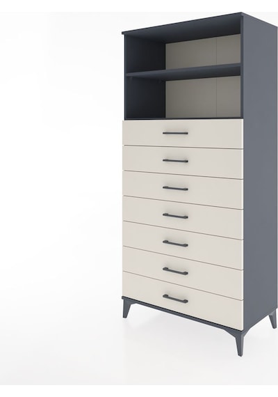 Hyperion Dolap 2 Raflı 7 Çekmeceli 88x44x182 Antrasit-aytaşı Antrasit
