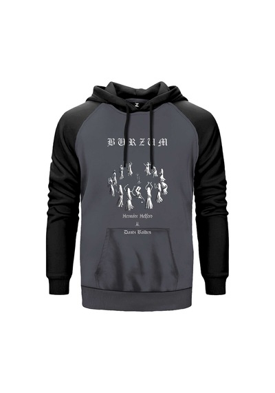Burzum Graphic Gri Renk Reglan Kol Sweatshirt Gri