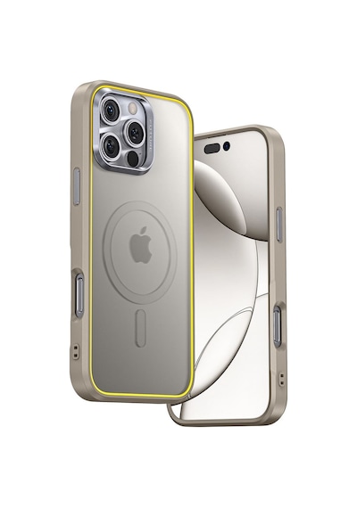 Aohi The Future Apple Uyumlu iPhone 16 Pro Kılıfı, Magsafe Telefon Kılıfı, Desert Titanium Şeffaf