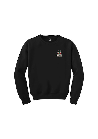 Milwaukee Bucks Green Logo Siyah Sweatshirt