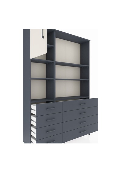Arges Dolap 7 Raflı 8 Çekmeceli Tek Kapaklı 132x30x195 Antrasit-aytaşı/antrasit Aytası/antrasıt Arges Dolap 7 Raflı 8 Çekmeceli Tek Kapaklı 132x30x195 Antrasit-aytaşı/antrasit Aytası/antrasıt