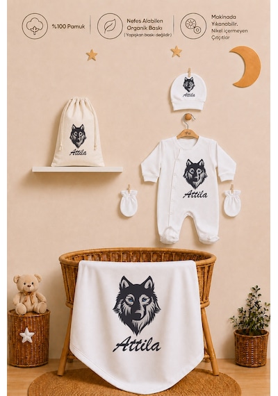Pia Baby Erkek Bebek Yeni Doğan Hastane Çıkışı %100 Pamuk İsme Özel Tulum Seti Battaniye Yastık Kılıfı Kese 2016tybkyx Krem