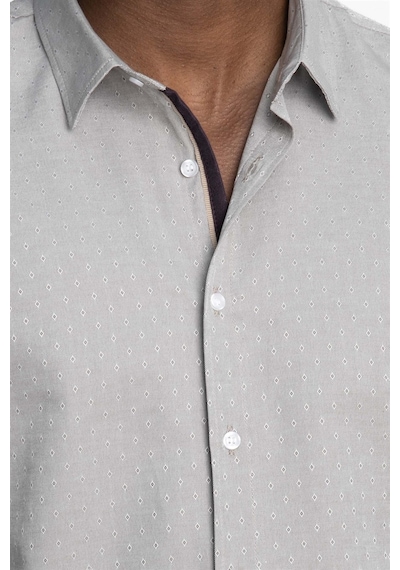 Tudors Slim Fit Uzun Kol Oxford Doku Armürlü Biyeli Erkek Gömlek-26940-Krem