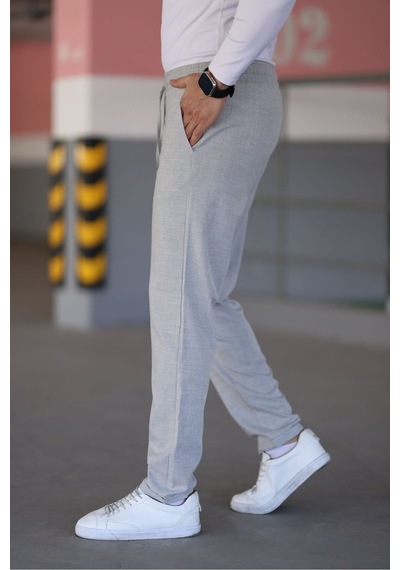 Bürke Erkek Gri Renk Beli Lastikli Bağcıklı Esnek Fitted Jogger Pantolon Kumaş Pantolon Bürke Erkek Gri Renk Beli Lastikli Bağcıklı Esnek Fitted Jogger Pantolon Kumaş Pantolon
