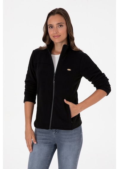 U.S. Polo Assn. Kadın Siyah Fermuarlı Dik Yaka Polar Sweatshirt 50316729-VR046