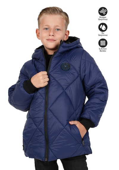 Merdia Kids Erkek Çocuk Su Ve Rüzgar Geçirmez İçi Kürklü Kapüşonlu Mont Baklava Desenli Lacivert Merdia Kids Erkek Çocuk Su Ve Rüzgar Geçirmez İçi Kürklü Kapüşonlu Mont Baklava Desenli Lacivert