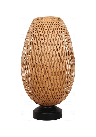 Boja Bambu Abajur, Masa Lambası 23x37x42 Cm İskandinav, Modern, Bohem, Rattan, Aydınlatma