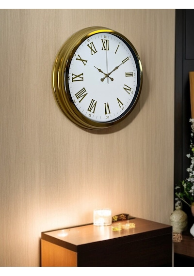 Royal White Gold 40 Cm Metal Duvar Saati Metal - Beyaz