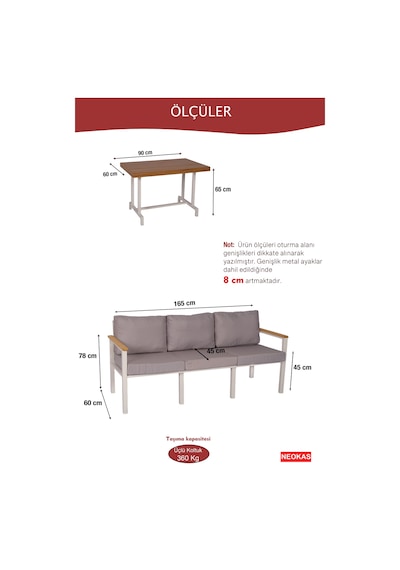 Neokas Balkon Mobilyası, Bahçe Takımı, 1 Üçlü Koltuk, Kafe Koltuğu, Bekleme Alanı Koltuğu Beyaz Neokas Balkon Mobilyası, Bahçe Takımı, 1 Üçlü Koltuk, Kafe Koltuğu, Bekleme Alanı Koltuğu Beyaz