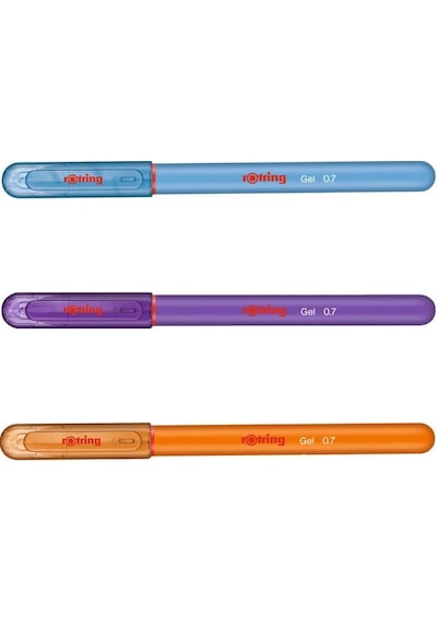 Rotring Jel Mürekkepli Tükenmez Kalem Turuncu Mor A.mavi 3'lü