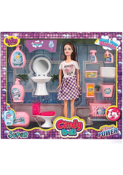 Cindy Doll Bebekli Lavabo Ve Temizlik Seti 02452
