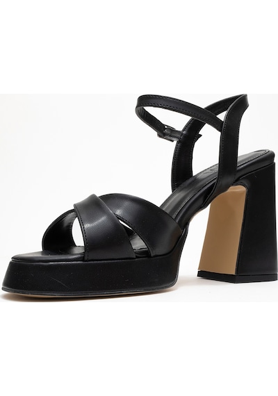 Luvishoes Luvi Shoes Lello Siyah Cilt Kadın Platform Topuklu Ayakkabı Siyah