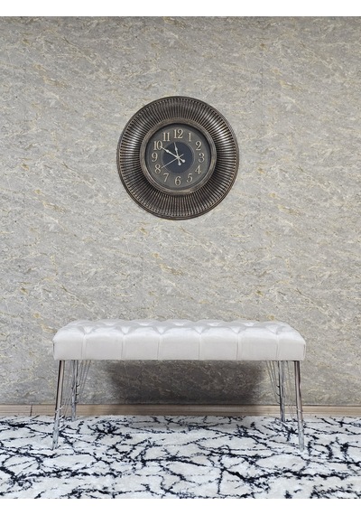 Zafir Krom Tel Ayaklı 90 Cm Puf Bench - Puf - Bench - Kasalı Oturak - Oturak - Yatak Ucu Puf Bej