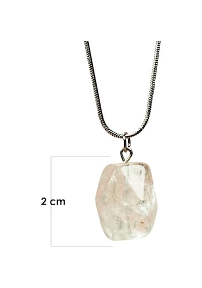 Kuvars Doğal Taşı Zincirli El Yapımı Kolye Uç: 2 Cm Zincir: 20 Cm Kutulu Çok renkli