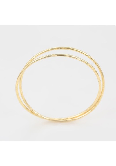 İkili İnce Dokulu Minimalist 14 Ayar Altın Rengi Kaplama Halka Kadın Bilezik Gold
