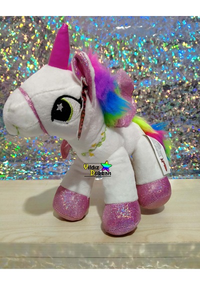 Sevimli Hayvan Peluş Oyuncak At Boynuzlu At Unicorn Pony 25Cm Byz
