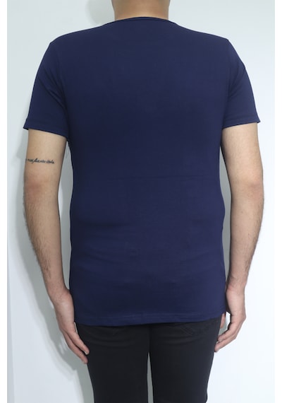 Santa Dmctekstil Erkek Düz Spor Kesim Dar Kalıp Bisiklet Yaka Basic T-shirt Lacivert