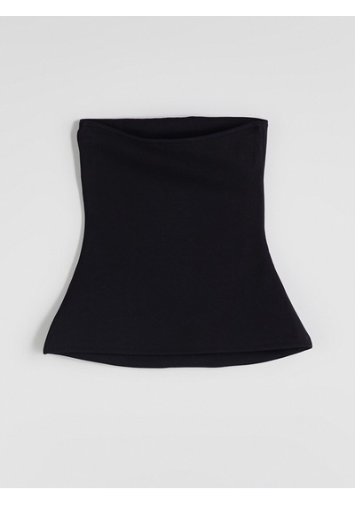 Lcw Vision Siyah Straplez Yaka Peplum Bluz