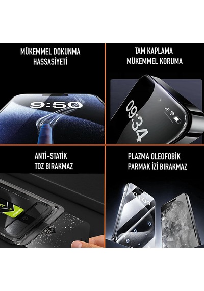 İphone 17 Pro Max İle Uyumlu Hayalet Privacy Temperli Cam, Easy Fix Kolay Kurulum Serisi Yüksek Kaliteli Ekran Koruyucu
