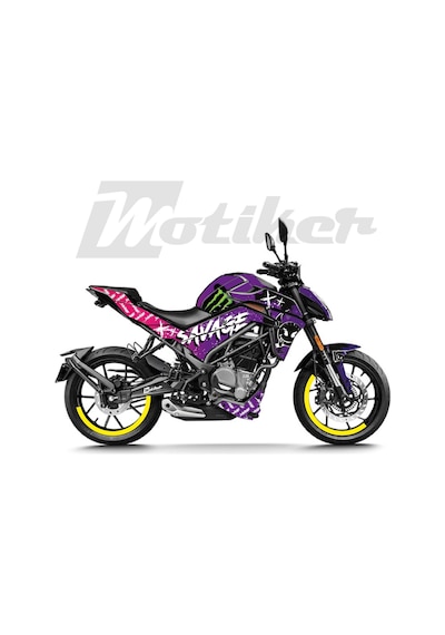 Cf Moto Nk250 Savage Hjc Pembe Mor Parçalı Kaplama Sticker Etiket Modeli 2023 2.kasa Uyumlu