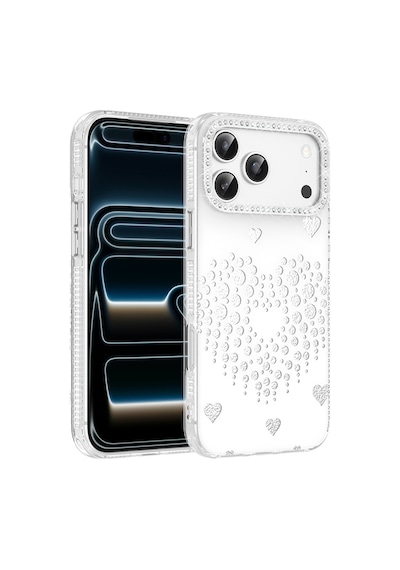 Maks Technology Apple Uyumlu iPhone 18 Pro Kılıf Damla Taşlı Mkst Rivas Sert Pc Kapak - Beyaz