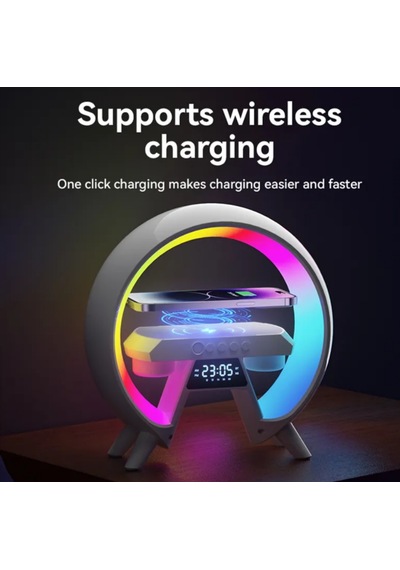 6'sı 1 Arada Kablosuz Şarjlı Rgb Gece Lambası Bluetooth Hoparlör Ve Alarm Saat-1755