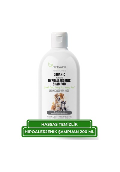 Ayrex Greenwich Hassas Bakım Kedi Ve Köpek Şampuanı 200 Ml %99,74 Organik İçerikli Vegan Şampuan / Hassas Cilt