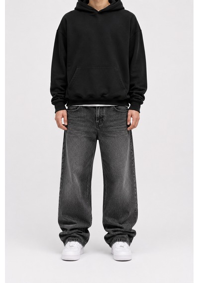 Lyvens Erkek Füme Bol Paça Baggy Jean Pantolon