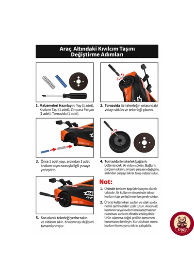 Uzaktan Kumandalı 2 Teker Kıvılcım Efektli Drift Yarış Arabası Şarjlı Led Işıklı Sesli Rc Spor Araba Sert Malzemeden Üretilmiştir Gerçekçi Tasarım Turuncu