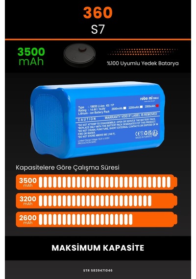 360 S7 3500mah Robot Süpürge Bataryası