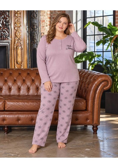 Modalove Kadın Battal Raporlu İnterlok Kumaş Kışlık Uzun Kol Pijama Takımı 6965 GÜL KURUSU Modalove Kadın Battal Raporlu İnterlok Kumaş Kışlık Uzun Kol Pijama Takımı 6965 GÜL KURUSU