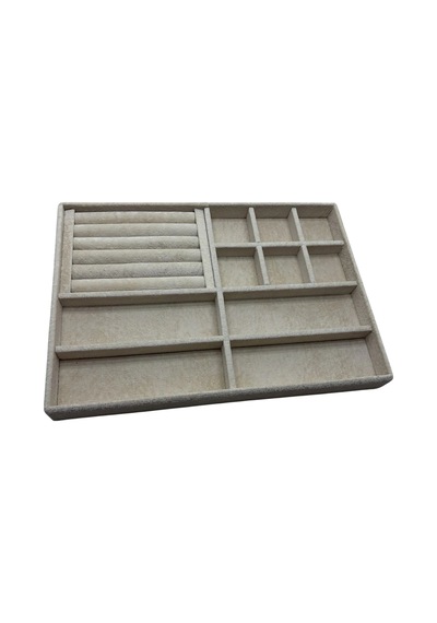 Tanzanya Model Süet Kumaş Krem Renk 24/34 Cm Takı Organizeri