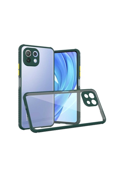 Xiaomi Mi 11 Lite Kılıf Köşe Ve Kamera Korumalı Arkası Şeffaf Renkli Tuşlu Kapak Kaff