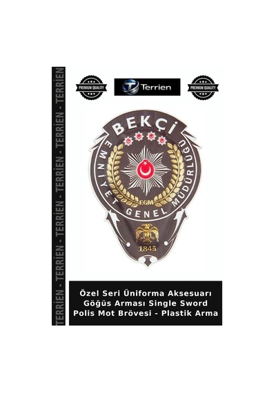 Terrien Özel Seri Üniforma Aksesuarı Göğüs Arması Single Sword Polis Mot Brövesi - Plastik Arma Çok Renkli