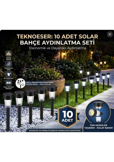 Tr 10lu 28 Cm Siyah Solar Saplama Güneş Enerjili Bahçe Işıklandırması Solar Aydınlatma 37596488