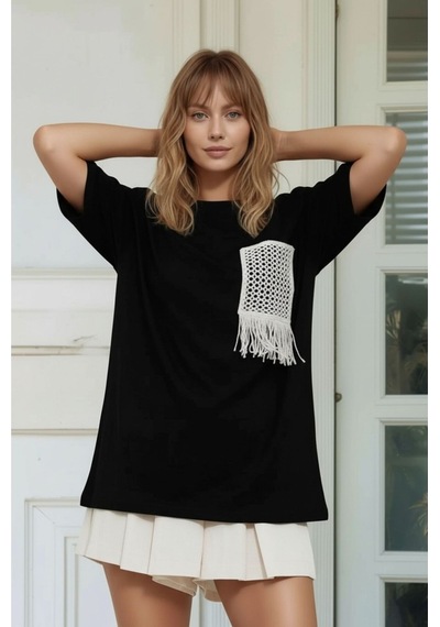 Mamayaga Kadın Bisiklet Yaka Yarım Kol Basic Pamuk Düz Cep Örgü Curve Büyük Beden Tshirt Siyah 54 - 56 Mamayaga Kadın Bisiklet Yaka Yarım Kol Basic Pamuk Düz Cep Örgü Curve Büyük Beden Tshirt Siyah 54 - 56