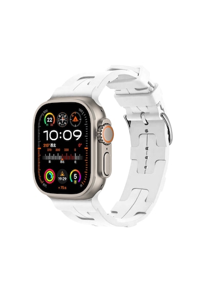 Ekılıf - Apple Uyumlu  Watch Ultra 49mm - Kordon Silikon Kordon Krd-92 - Beyaz