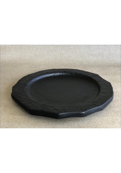 Melamin Çukur Köşeli Servis Tabağı Siyah 25cm - Melamin Sunum Tabağı