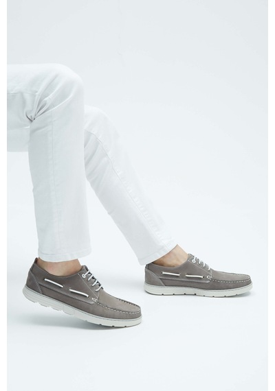 Tamer Tanca Erkek Hakiki Deri Gri Casual Ayakkabı 496 6554 Erk Ayk Y23 Grey Plume Gri