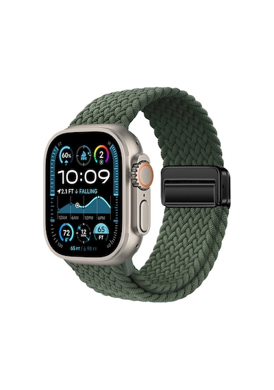 Watch Ultra 49mm Ardx Krd-134 Örgü Tasarımlı Hasır Kordon Strap Kayış - Koyu Yeşil